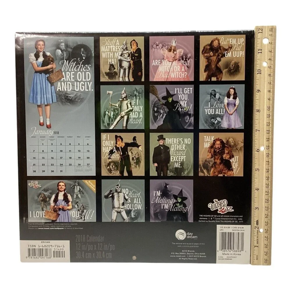 The Wizard Of Oz 16-Month 2018 Calendar With Bonus Downloadable Wallpaper‎ #2